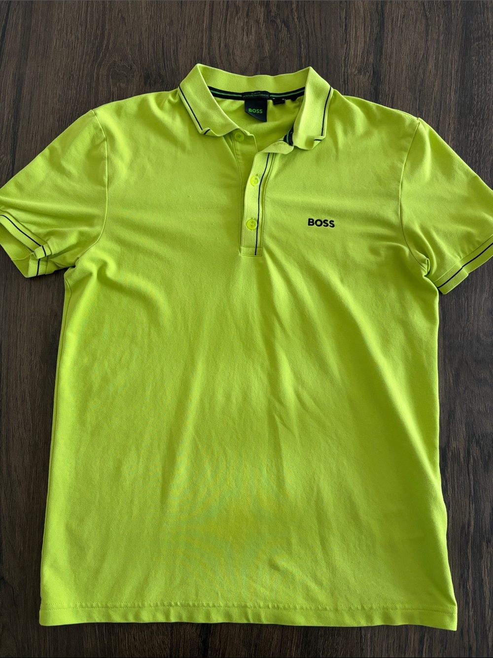 Hugo Boss Neon Lime Green Polo with Contrast Trim
